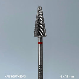 NOTD Nail Drill Carbide Cone 6*15mm, Red